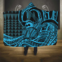 Koa Ikaika Warrior Helmet with Shark Hooded Blanket Blue Kakau Style LT9 - Polynesian Pride