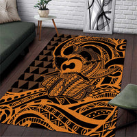 Koa Ikaika Warrior Helmet with Shark Area Rug Gold Kakau Style LT9 Gold - Polynesian Pride