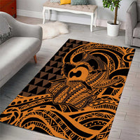 Koa Ikaika Warrior Helmet with Shark Area Rug Gold Kakau Style LT9 - Polynesian Pride