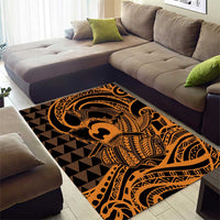 Koa Ikaika Warrior Helmet with Shark Area Rug Gold Kakau Style LT9 - Polynesian Pride