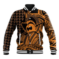 Koa Ikaika Warrior Helmet with Shark Baseball Jacket Gold Kakau Style LT9 Unisex Gold - Polynesian Pride