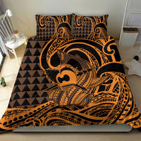 Koa Ikaika Warrior Helmet with Shark Bedding Set Gold Kakau Style LT9 - Polynesian Pride