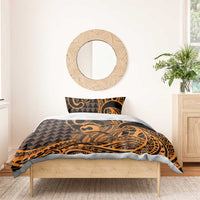 Koa Ikaika Warrior Helmet with Shark Bedding Set Gold Kakau Style LT9 - Polynesian Pride