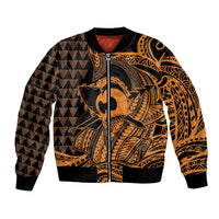 Koa Ikaika Warrior Helmet with Shark Bomber Jacket Gold Kakau Style LT9 Unisex Gold - Polynesian Pride