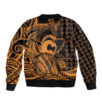 Koa Ikaika Warrior Helmet with Shark Bomber Jacket Gold Kakau Style LT9 - Polynesian Pride
