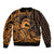 Koa Ikaika Warrior Helmet with Shark Bomber Jacket Gold Kakau Style