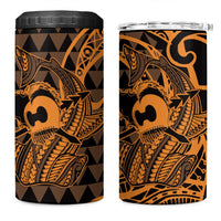 Koa Ikaika Warrior Helmet with Shark 4 in 1 Can Cooler Tumbler Gold Kakau Style LT9 One Size: 16 oz Gold - Polynesian Pride