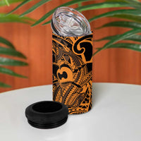 Koa Ikaika Warrior Helmet with Shark 4 in 1 Can Cooler Tumbler Gold Kakau Style LT9 - Polynesian Pride
