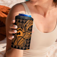 Koa Ikaika Warrior Helmet with Shark 4 in 1 Can Cooler Tumbler Gold Kakau Style LT9 - Polynesian Pride
