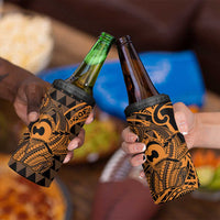 Koa Ikaika Warrior Helmet with Shark 4 in 1 Can Cooler Tumbler Gold Kakau Style LT9 - Polynesian Pride