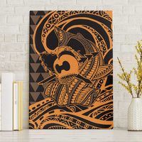 Koa Ikaika Warrior Helmet with Shark Canvas Wall Art Gold Kakau Style LT9 Without Frame Gold - Polynesian Pride