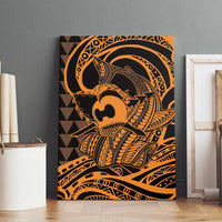 Koa Ikaika Warrior Helmet with Shark Canvas Wall Art Gold Kakau Style LT9 - Polynesian Pride