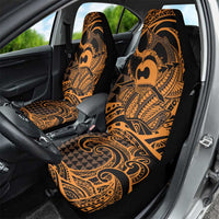 Koa Ikaika Warrior Helmet with Shark Car Seat Cover Gold Kakau Style LT9 - Polynesian Pride