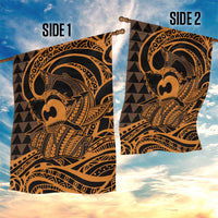 Koa Ikaika Warrior Helmet with Shark Garden Flag Gold Kakau Style LT9 - Polynesian Pride