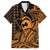 Koa Ikaika Warrior Helmet with Shark Hawaiian Shirt Gold Kakau Style