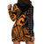 Koa Ikaika Warrior Helmet with Shark Hoodie Dress Gold Kakau Style