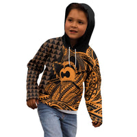 Koa Ikaika Warrior Helmet with Shark Kid Hoodie Gold Kakau Style LT9 - Polynesian Pride