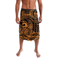 Koa Ikaika Warrior Helmet with Shark Lavalava Gold Kakau Style LT9 Gold - Polynesian Pride