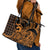 Koa Ikaika Warrior Helmet with Shark Leather Tote Bag Gold Kakau Style