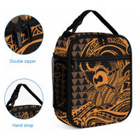 Koa Ikaika Warrior Helmet with Shark Lunch Bag Gold Kakau Style LT9 - Polynesian Pride