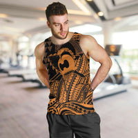 Koa Ikaika Warrior Helmet with Shark Men Tank Top Gold Kakau Style LT9 Gold - Polynesian Pride