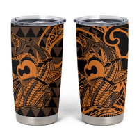 Koa Ikaika Warrior Helmet with Shark Tumbler Cup Gold Kakau Style LT9 Gold - Polynesian Pride