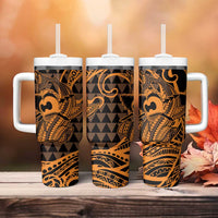Koa Ikaika Warrior Helmet with Shark Tumbler With Handle Gold Kakau Style LT9 - Polynesian Pride