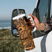 Koa Ikaika Warrior Helmet with Shark Tumbler With Handle Gold Kakau Style LT9 - Polynesian Pride