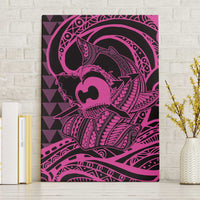Koa Ikaika Warrior Helmet with Shark Canvas Wall Art Pink Kakau Style LT9 Without Frame Pink - Polynesian Pride