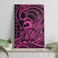 Koa Ikaika Warrior Helmet with Shark Canvas Wall Art Pink Kakau Style LT9 - Polynesian Pride