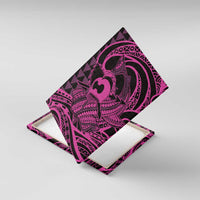 Koa Ikaika Warrior Helmet with Shark Canvas Wall Art Pink Kakau Style LT9 With Frame Pink - Polynesian Pride