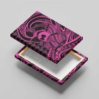 Koa Ikaika Warrior Helmet with Shark Canvas Wall Art Pink Kakau Style LT9 - Polynesian Pride