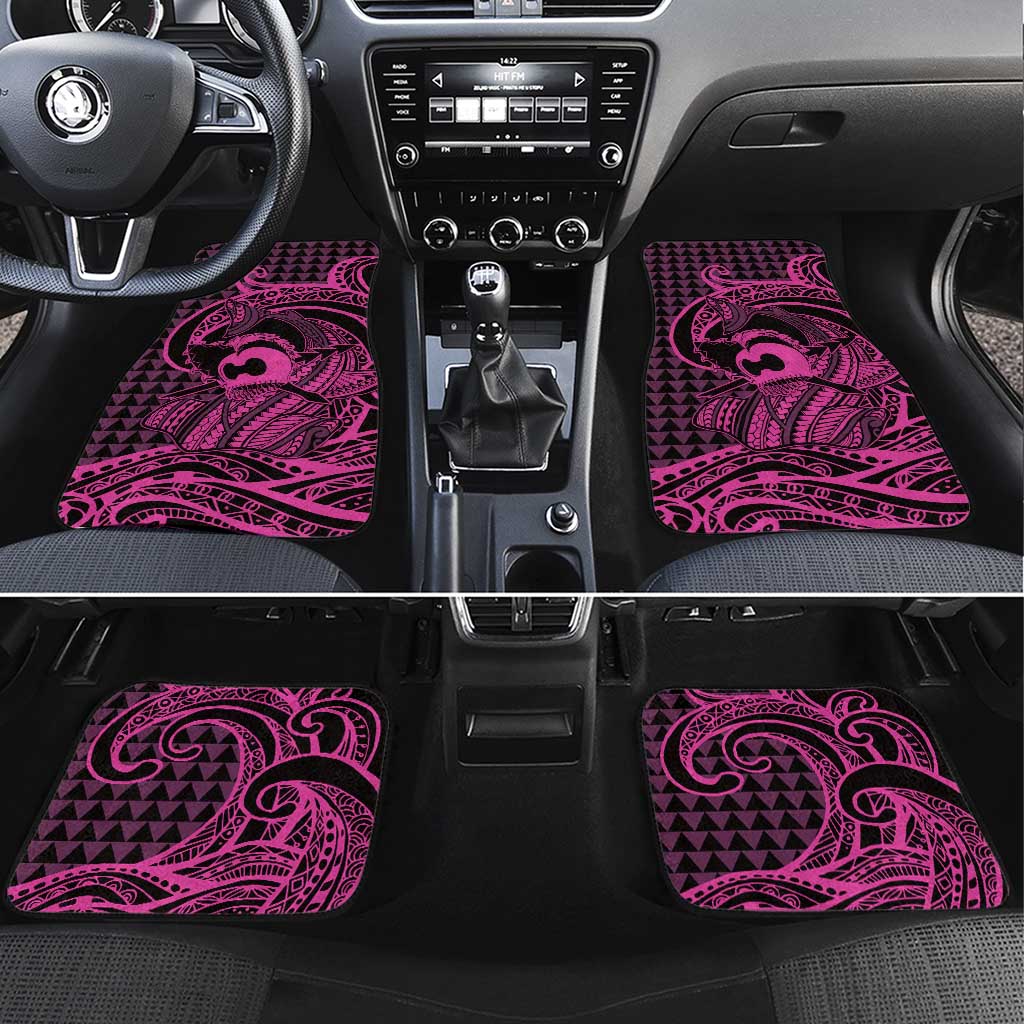 Koa Ikaika Warrior Helmet with Shark Car Mats Pink Kakau Style LT9 Set 4pcs Pink - Polynesian Pride