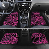 Koa Ikaika Warrior Helmet with Shark Car Mats Pink Kakau Style LT9 Set 4pcs Pink - Polynesian Pride