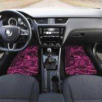 Koa Ikaika Warrior Helmet with Shark Car Mats Pink Kakau Style LT9 Set 2pcs - Front Pink - Polynesian Pride