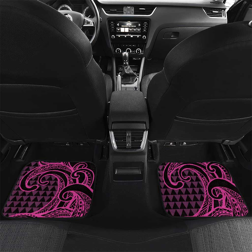 Koa Ikaika Warrior Helmet with Shark Car Mats Pink Kakau Style LT9 Set 2pcs - Back Pink - Polynesian Pride