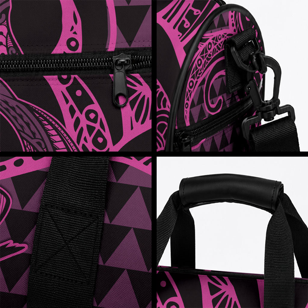 Koa Ikaika Warrior Helmet with Shark Duffle Bag Pink Kakau Style LT9 - Polynesian Pride