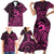 Koa Ikaika Warrior Helmet with Shark Family Matching Short Sleeve Bodycon Dress and Hawaiian Shirt Pink Kakau Style