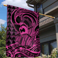 Koa Ikaika Warrior Helmet with Shark Garden Flag Pink Kakau Style LT9 - Polynesian Pride