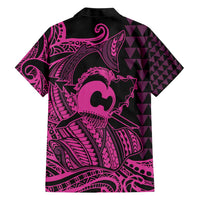 Koa Ikaika Warrior Helmet with Shark Hawaiian Shirt Pink Kakau Style LT9 - Polynesian Pride