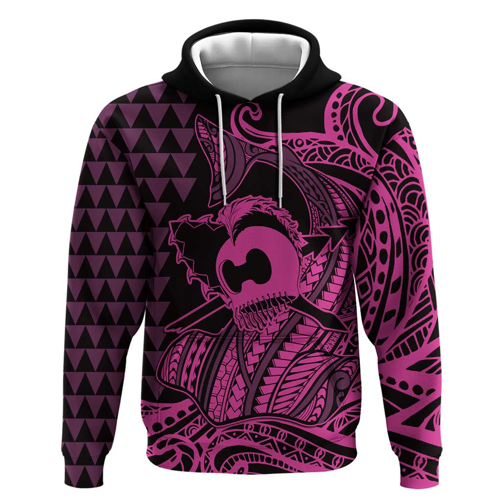 Koa Ikaika Warrior Helmet with Shark Hoodie Pink Kakau Style