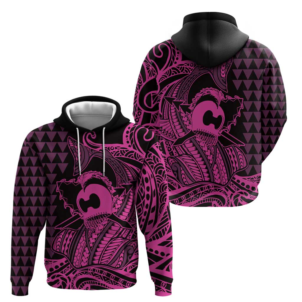 Koa Ikaika Warrior Helmet with Shark Hoodie Pink Kakau Style LT9 - Polynesian Pride