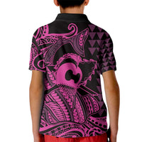 Koa Ikaika Warrior Helmet with Shark Kid Polo Shirt Pink Kakau Style LT9 - Polynesian Pride