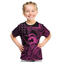 Koa Ikaika Warrior Helmet with Shark Kid T Shirt Pink Kakau Style LT9 Pink - Polynesian Pride