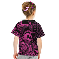 Koa Ikaika Warrior Helmet with Shark Kid T Shirt Pink Kakau Style LT9 - Polynesian Pride