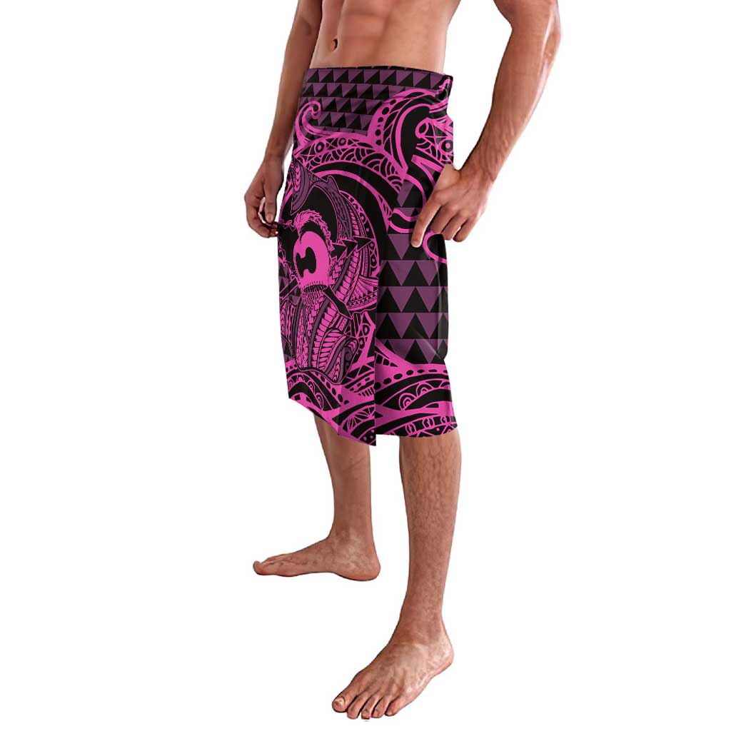 Koa Ikaika Warrior Helmet with Shark Lavalava Pink Kakau Style LT9 - Polynesian Pride