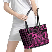 Koa Ikaika Warrior Helmet with Shark Leather Tote Bag Pink Kakau Style LT9 - Polynesian Pride