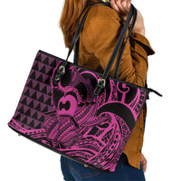 Koa Ikaika Warrior Helmet with Shark Leather Tote Bag Pink Kakau Style LT9 - Polynesian Pride