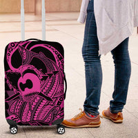 Koa Ikaika Warrior Helmet with Shark Luggage Cover Pink Kakau Style LT9 Pink - Polynesian Pride