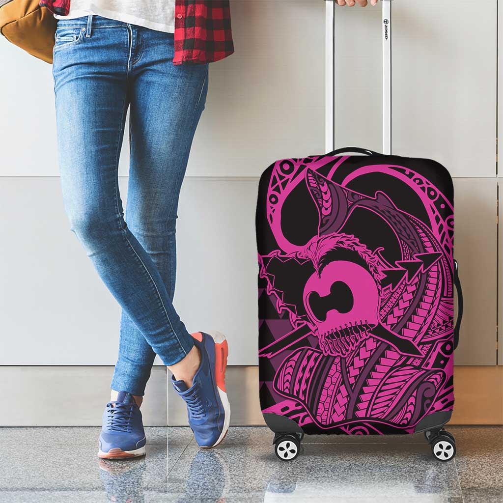 Koa Ikaika Warrior Helmet with Shark Luggage Cover Pink Kakau Style LT9 - Polynesian Pride